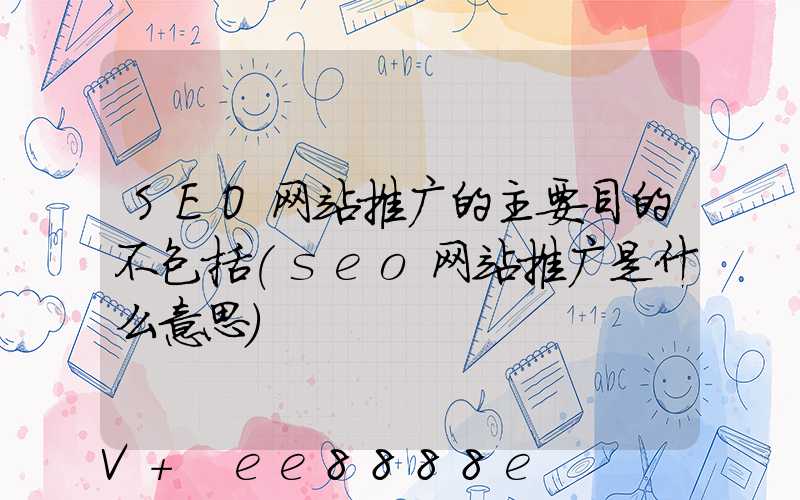 SEO网站推广的主要目的不包括(seo网站推广是什么意思)