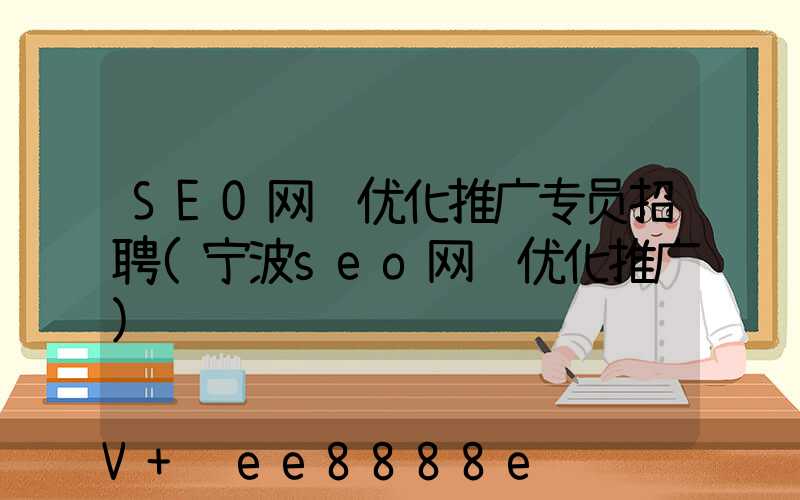 SEO网络优化推广专员招聘(宁波seo网络优化推广)