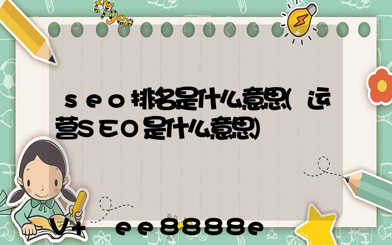 seo排名是什么意思(运营SEO是什么意思)