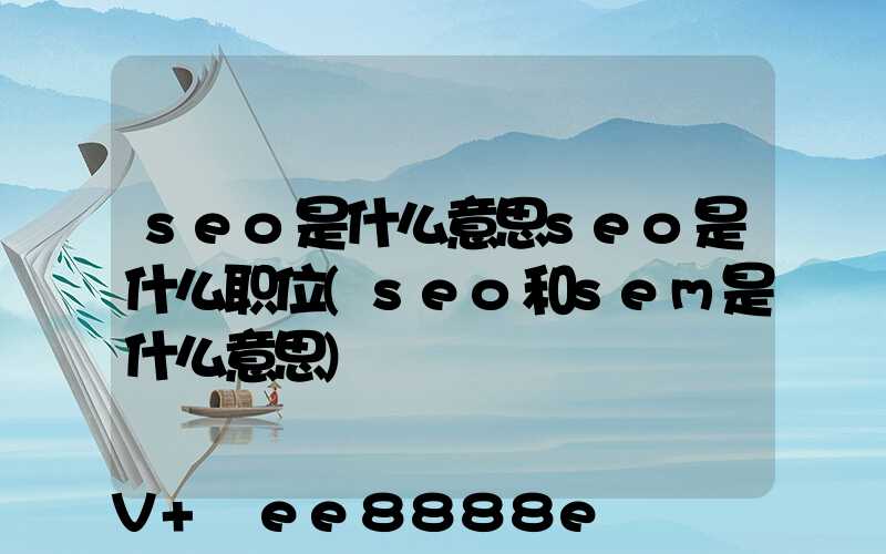 seo是什么意思seo是什么职位(seo和sem是什么意思)