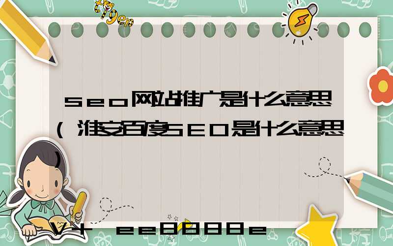 seo网站推广是什么意思(淮安百度SEO是什么意思)