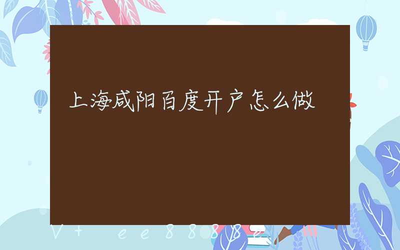 上海咸阳百度开户怎么做