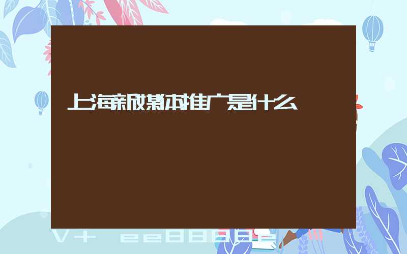 上海新媒体推广是什么