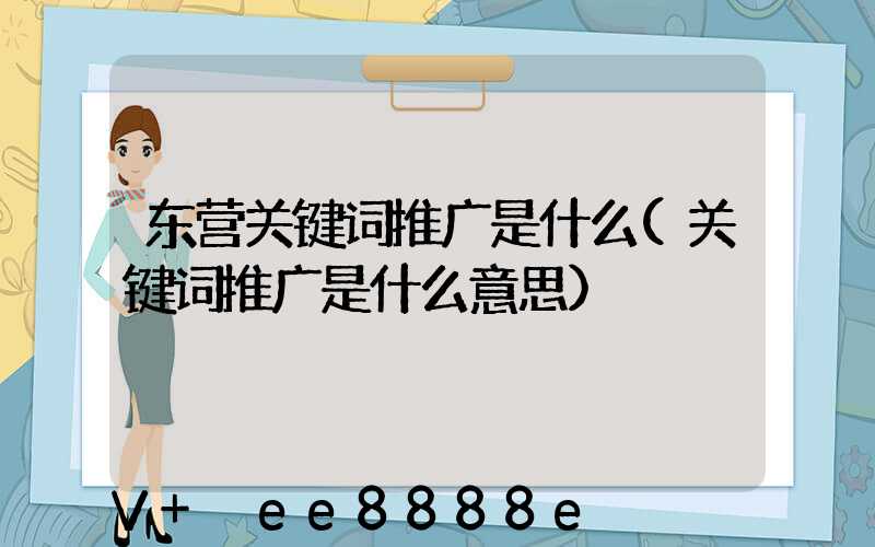 东营关键词推广是什么(关键词推广是什么意思)