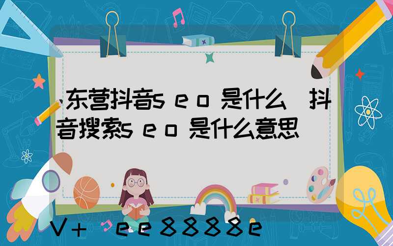 东营抖音seo是什么(抖音搜索seo是什么意思)