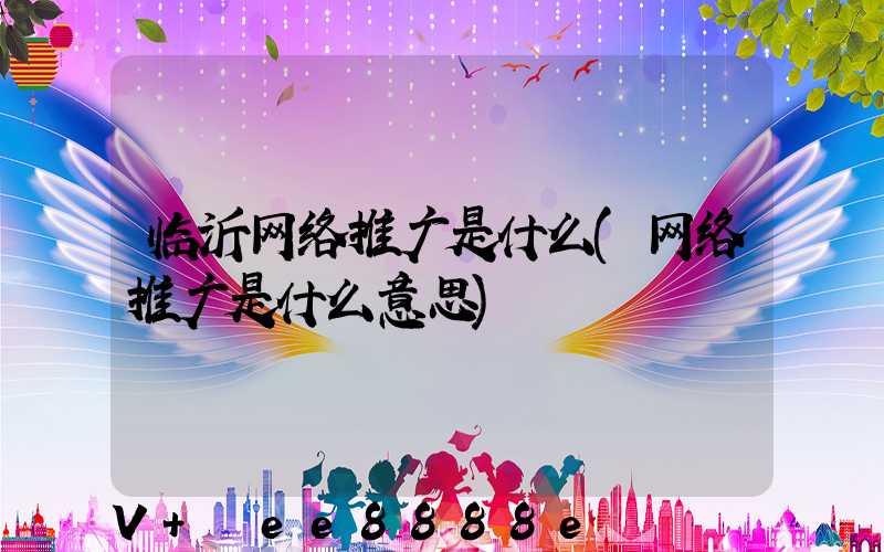 临沂网络推广是什么(网络推广是什么意思)
