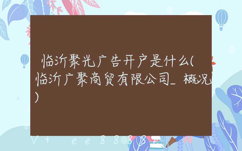 临沂聚光广告开户是什么(临沂广聚商贸有限公司_概况)