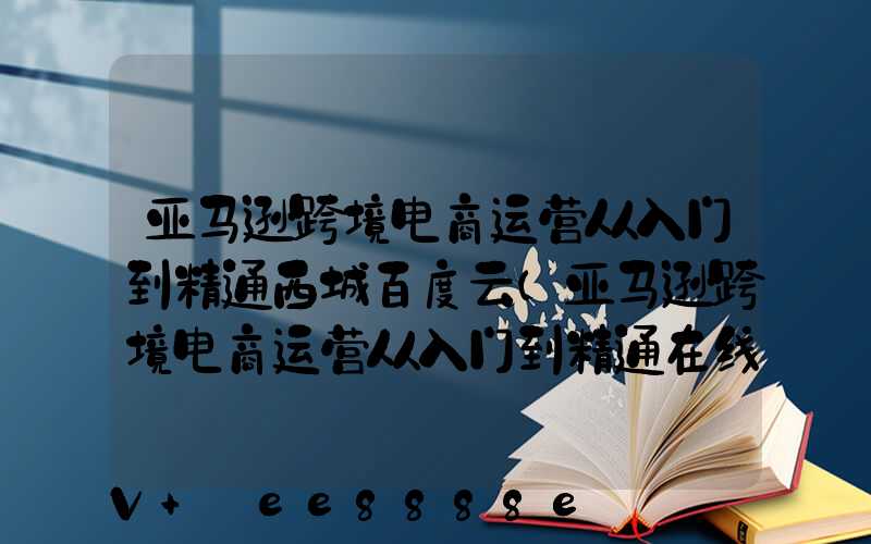 亚马逊跨境电商运营从入门到精通西城百度云(亚马逊跨境电商运营从入门到精通在线阅读)
