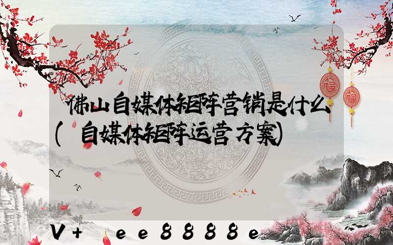 佛山自媒体矩阵营销是什么(自媒体矩阵运营方案)