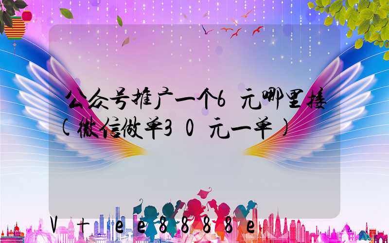 公众号推广一个6元哪里接(微信做单30元一单)