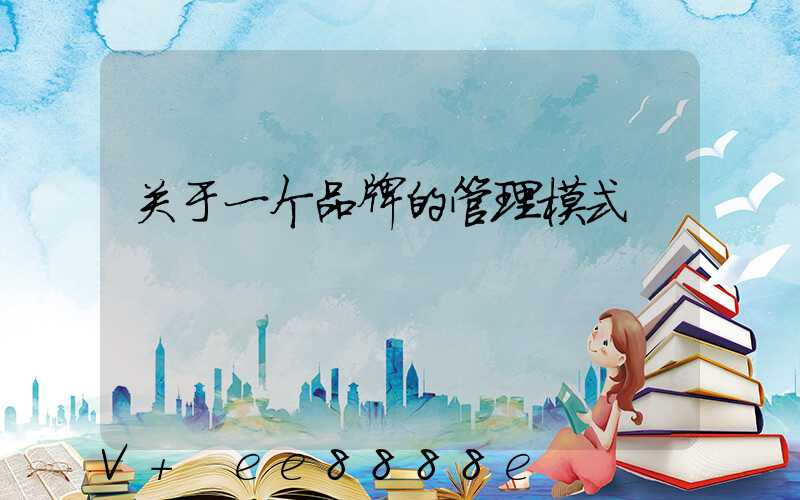 关于一个品牌的管理模式
