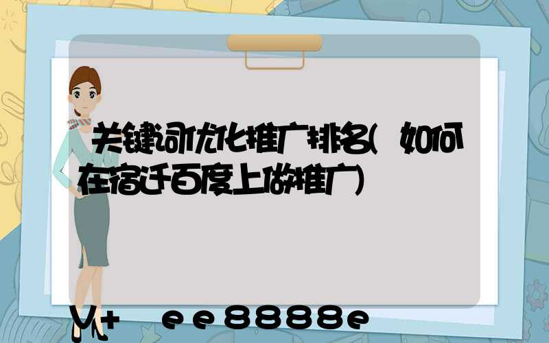 关键词优化推广排名(如何在宿迁百度上做推广)