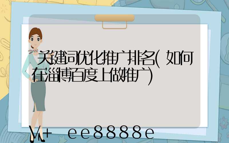 关键词优化推广排名(如何在淄博百度上做推广)