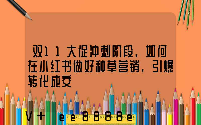 双11大促冲刺阶段,如何在小红书做好种草营销,引爆转化成交