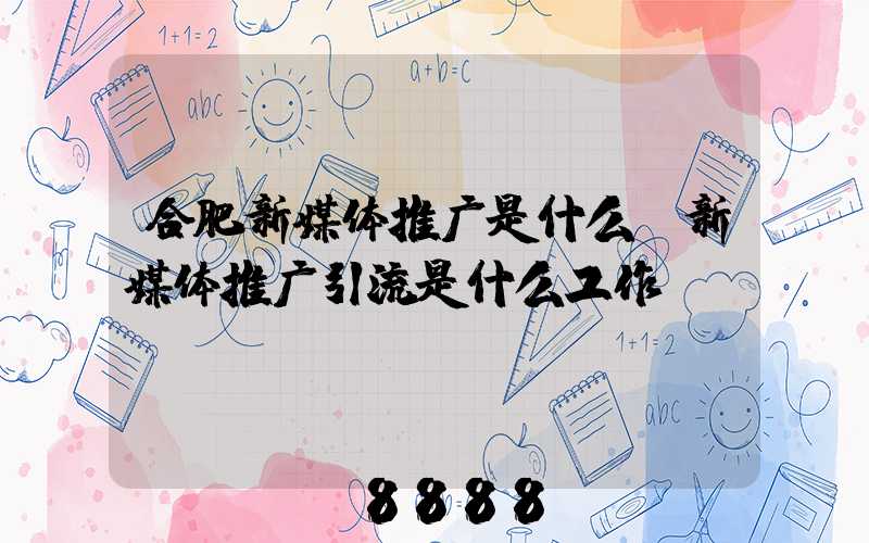 合肥新媒体推广是什么(新媒体推广引流是什么工作)