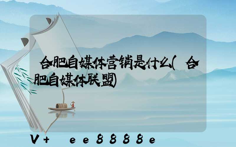 合肥自媒体营销是什么(合肥自媒体联盟)