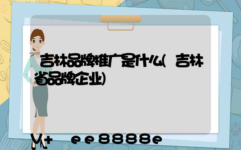 吉林品牌推广是什么(吉林省品牌企业)