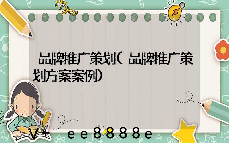 品牌推广策划(品牌推广策划方案案例)