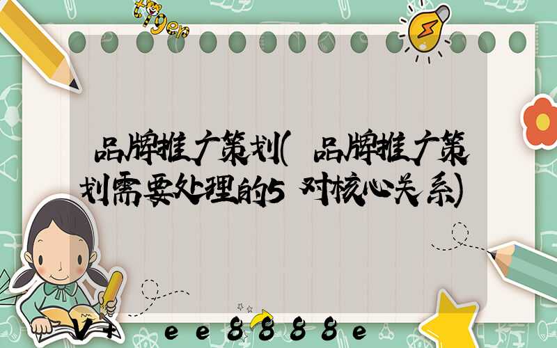 品牌推广策划(品牌推广策划需要处理的5对核心关系)