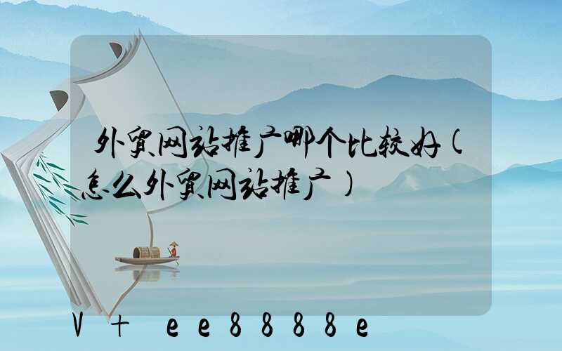 外贸网站推广哪个比较好(怎么外贸网站推广)