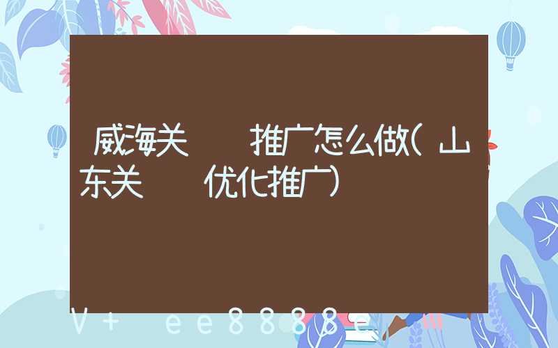 威海关键词推广怎么做(山东关键词优化推广)