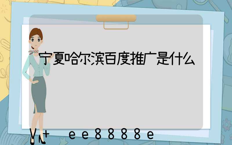 宁夏哈尔滨百度推广是什么
