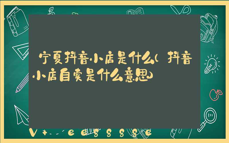 宁夏抖音小店是什么(抖音小店自卖是什么意思)