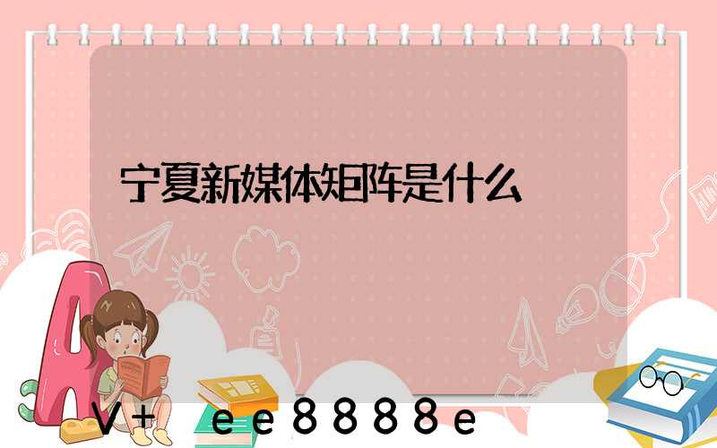 宁夏新媒体矩阵是什么