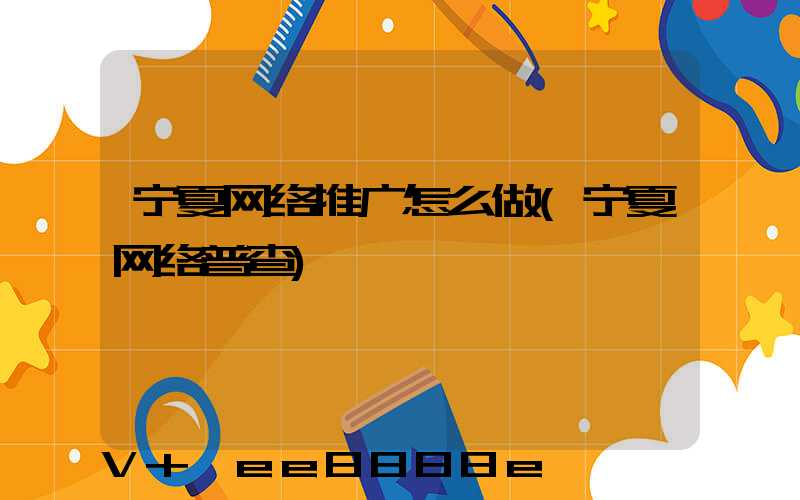 宁夏网络推广怎么做(宁夏网络普查)