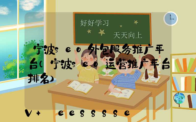 宁波seo外包服务推广平台(宁波seo运营推广平台排名)