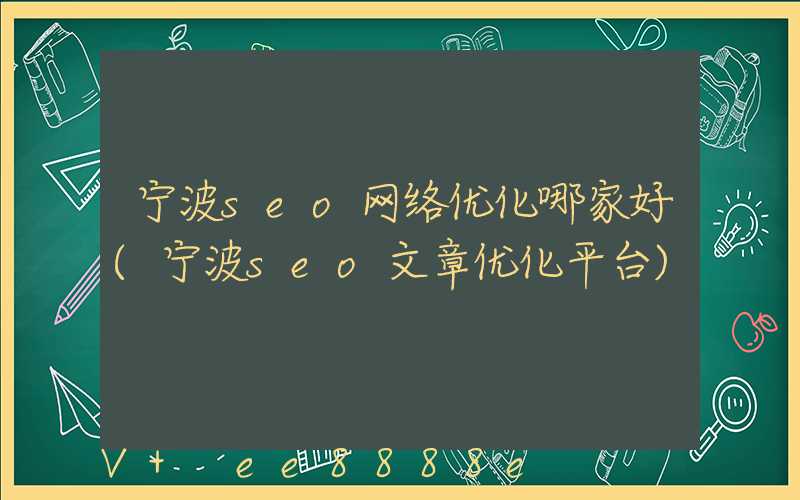 宁波seo网络优化哪家好(宁波seo文章优化平台)