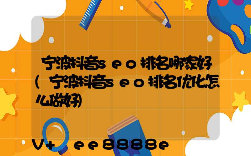 宁波抖音seo排名哪家好(宁波抖音seo排名优化怎么做好)