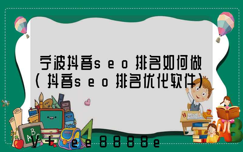 宁波抖音seo排名如何做(抖音seo排名优化软件)