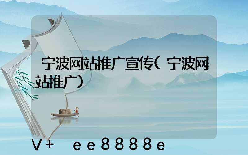 宁波网站推广宣传(宁波网站推广)
