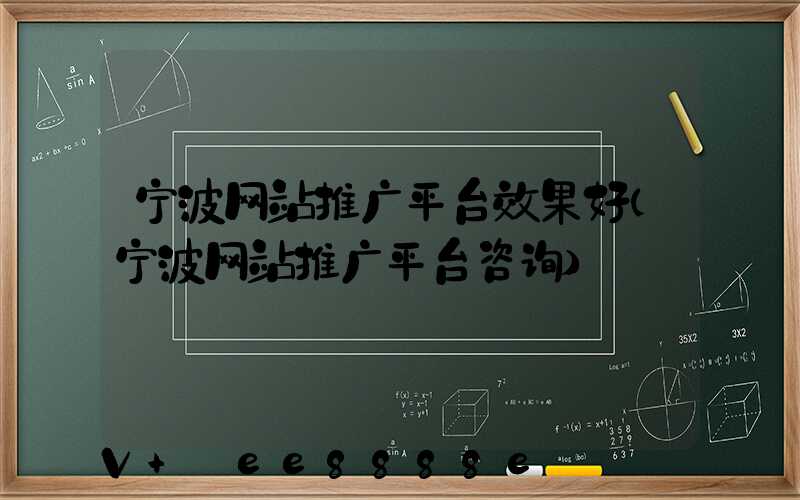 宁波网站推广平台效果好(宁波网站推广平台咨询)