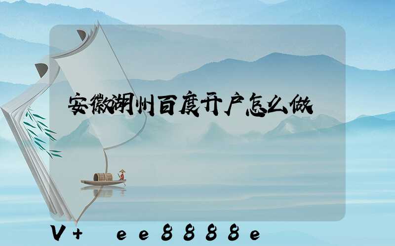 安徽湖州百度开户怎么做