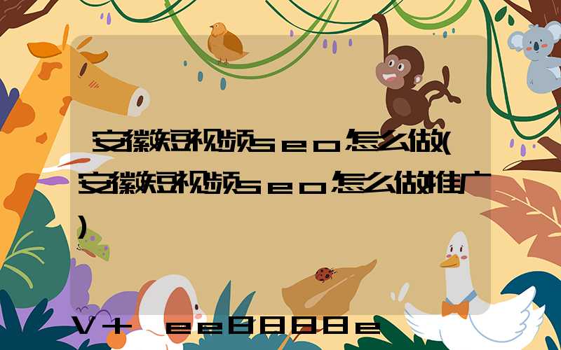 安徽短视频seo怎么做(安徽短视频seo怎么做推广)