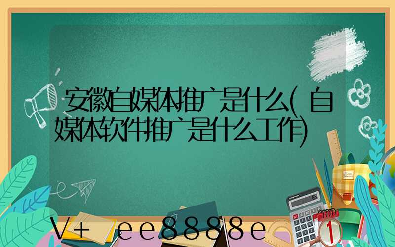 安徽自媒体推广是什么(自媒体软件推广是什么工作)
