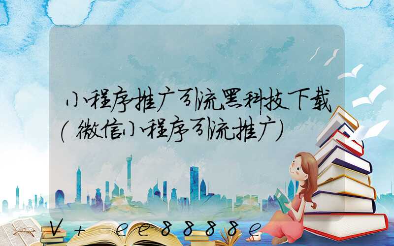 小程序推广引流黑科技下载(微信小程序引流推广)
