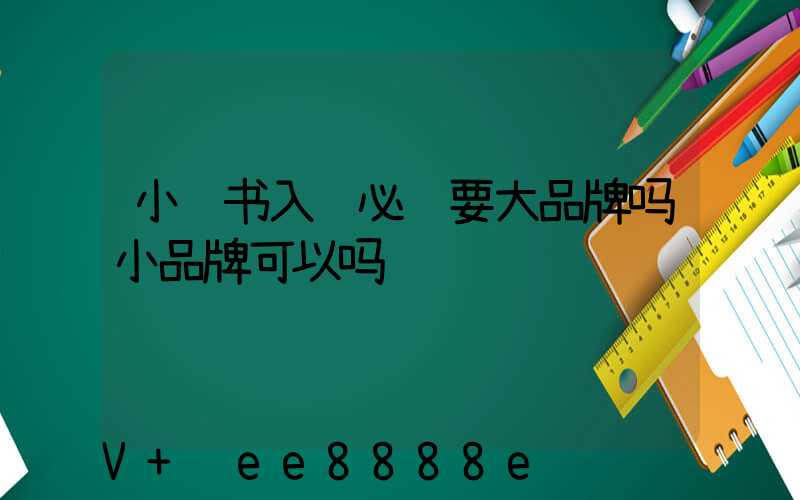 小红书入驻必须要大品牌吗小品牌可以吗