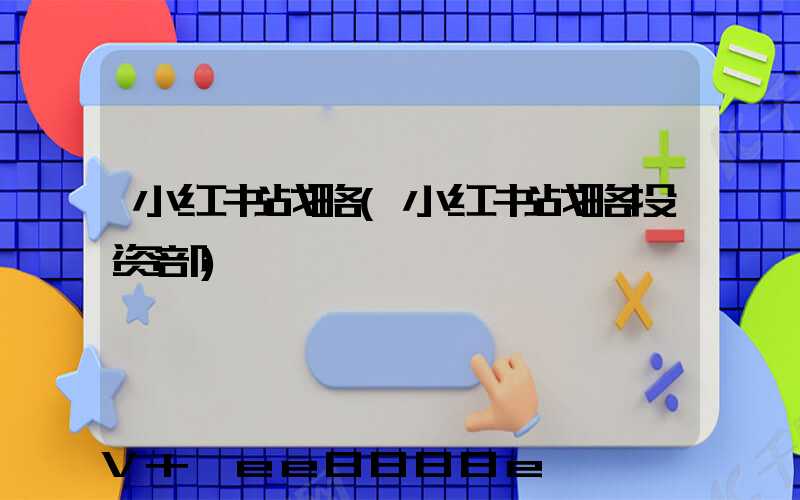 小红书战略(小红书战略投资部)
