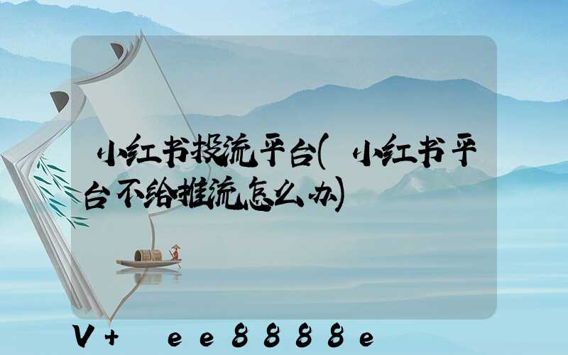 小红书投流平台(小红书平台不给推流怎么办)