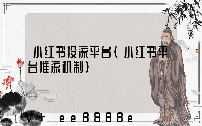 小红书投流平台(小红书平台推流机制)