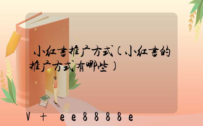 小红书推广方式(小红书的推广方式有哪些)