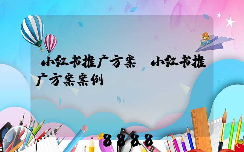 小红书推广方案(小红书推广方案案例)