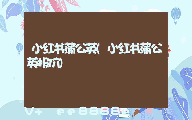 小红书蒲公英(小红书蒲公英报价)