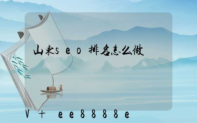 山东seo排名怎么做