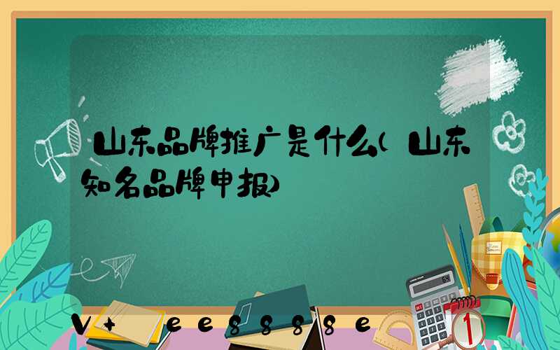 山东品牌推广是什么(山东知名品牌申报)