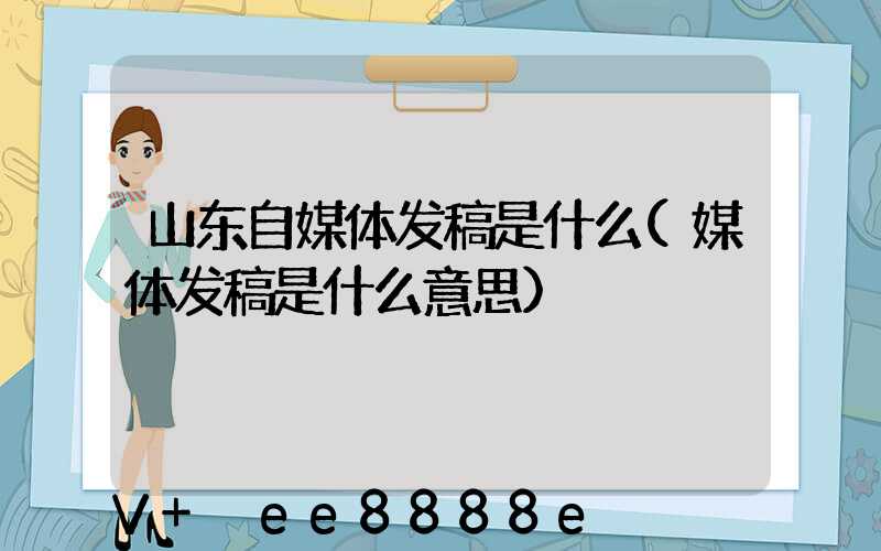 山东自媒体发稿是什么(媒体发稿是什么意思)