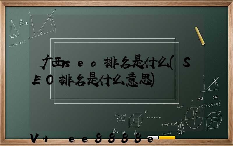 广西seo排名是什么(SEO排名是什么意思)